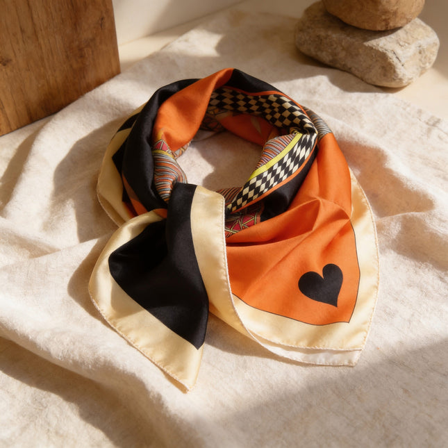 Foulard Dame de Cœur Orange - AN-NEE