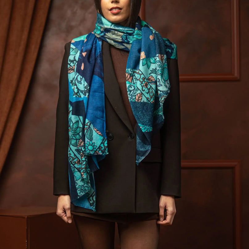 Grande Écharpe Cachemire Hanoi Turquoise - FST Le French Studio
