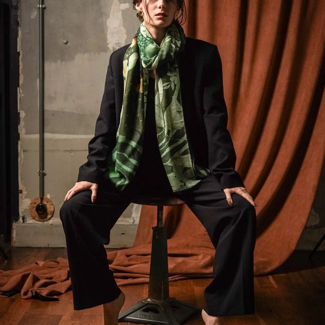 Grande Écharpe Cachemire Laurier Menthe - FST Le French Studio