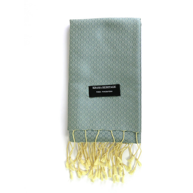 Krama en Soie Jasmin Bleu - Krama Heritage
