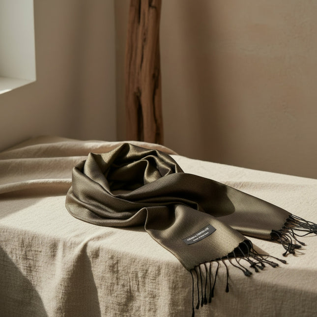 Krama en Soie Jasmin Bronze - Krama Heritage