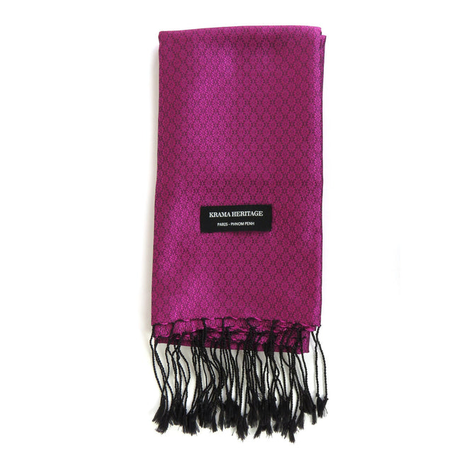 Krama en Soie Jasmin Fuchsia - Krama Heritage