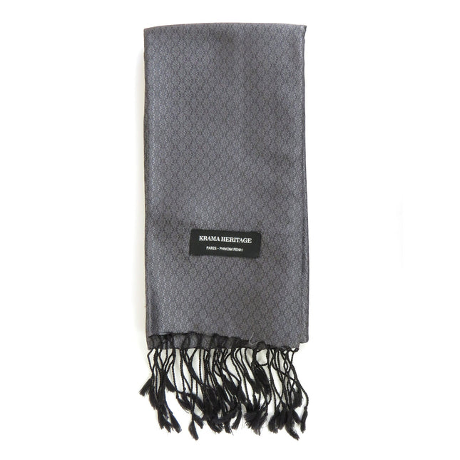 Krama en Soie Jasmin Noir - Krama Heritage