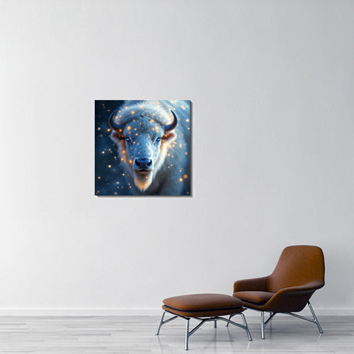 Animal Totem Bison Blanc - 80x80