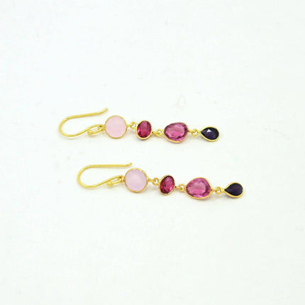 Sama Earring Gold Rose Quartz & Pink Tourmaline - Schmuckoo x Noyre Berlin