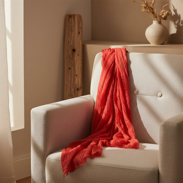 Étole Caleido rouge en cachemire 100% de horizons boutique, texture douce et légère, 280x110 cm