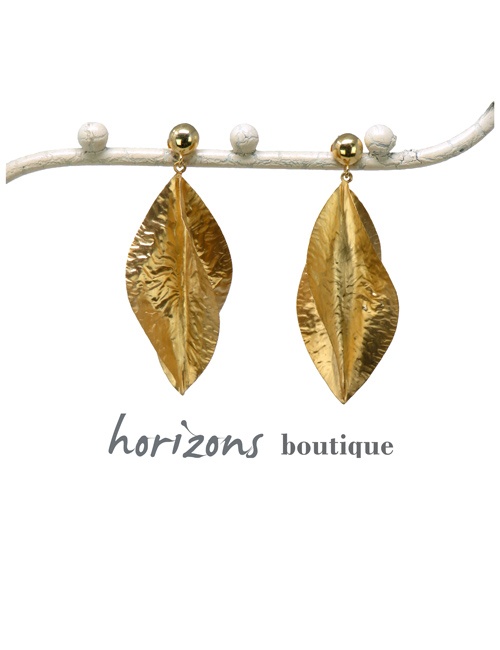 Earrings Crossed Leaves Gold - Plumetti