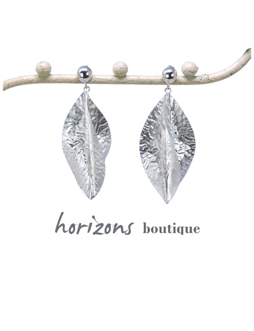 Earrings Crossed Leaves Silver - Plumetti