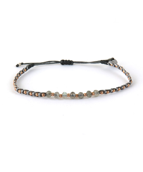 Thin Silver Handwoven Bracelet with Amethysts - LeJu